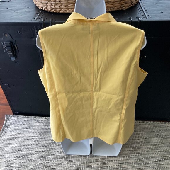 Jones New York Lemon Yellow Sleeveless Button Down Blouse No Iron  14 - Picture 5 of 7